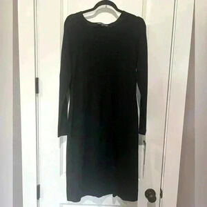 NINA LEONARD BLACK SWEATER DRESS